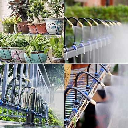 49.21Ft Drip Irrigation System, 360° Bendable Drip Irrigation Kit Automatic Irrigation System for Garden, Adjustable Garden Watering Misting System for Greenhouse, Yard, Lawn, Plant