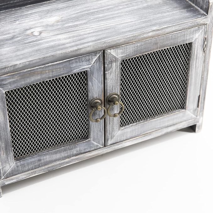 COLLECTIVE HOME - Storage Cabinet, Mini Countertop Cabinet, Wood Organizer for Kitchen Living Room Bedroom Bathroom Office with Magnetic Door, 14.5 x 6.5 x 10 (Gray)