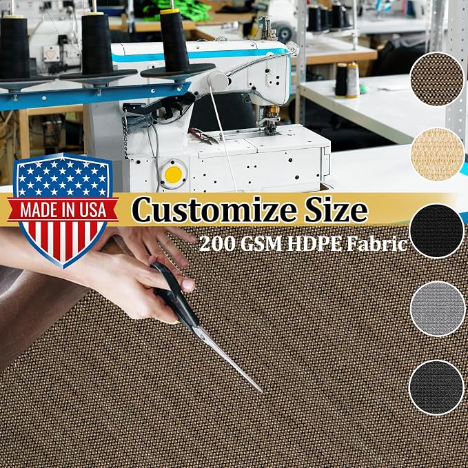Shade&Beyond Customized Size 5' X 10' Shade Cloth with Grommets, 90% UV Protection UV Protection Mesh Tarp Sun Screens for Patio GN01, Mocha