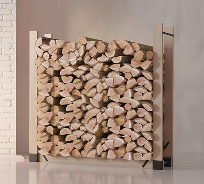 Fire Beauty Firewood Log Storage Rack 2-Pack Bracket Kit, Heavy Duty Adjustable Length,Triangular Stabilizer