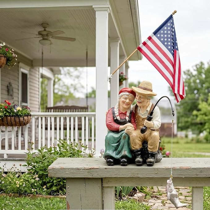 Couple Statues Outdoor, Timeless Moments for A Lifelong Partnership, Pond Ornaments, Poolside Garden Decor, Koi Fish Pond, Unique Fisherman Gifts