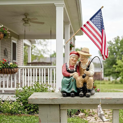 Couple Statues Outdoor, Timeless Moments for A Lifelong Partnership, Pond Ornaments, Poolside Garden Decor, Koi Fish Pond, Unique Fisherman Gifts