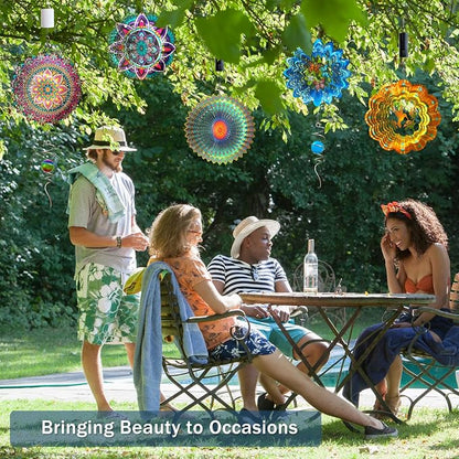Goolyrusim Wind Spinner Mandala Blossom 3D Kinetic Wind Spinners Outdoor Laser Cut Stainless Steel Metal Art Hanging Wind Sculpture Mandala Garden Decoration Yard Art Decor Ornament Housewarming GIF