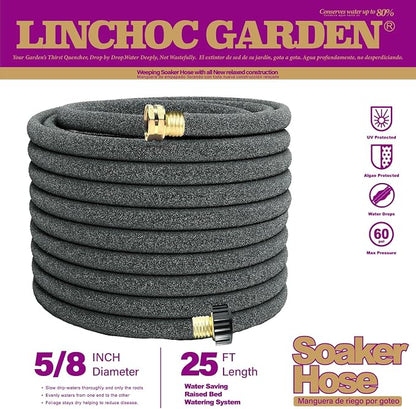 5/8 Inch 25FT Soaker Hose - High Flow Flexible Design for Medium Lawns, Flower Beds | Durable, Eco-Friendly & Root-Targeted Water-Saving