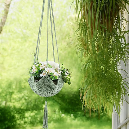 Shappy 2 Pack Boho Macrame Plant Hanger, Large Hanging Planter Plant Holder Pot Hanger Hanging Basket Wall Planters, Plants Lover Gift for Indoor Garden (Classic,Sage Green)