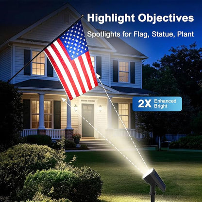 JEJOT Solar Lights Outdoor Waterproof IP65, Super Bright LED with Lens, 6500K 2 Lighting Modes, Solar Powered Yard Garden Solar Spot Lights for Outside Landscape Auto On/Off - 4 Pack