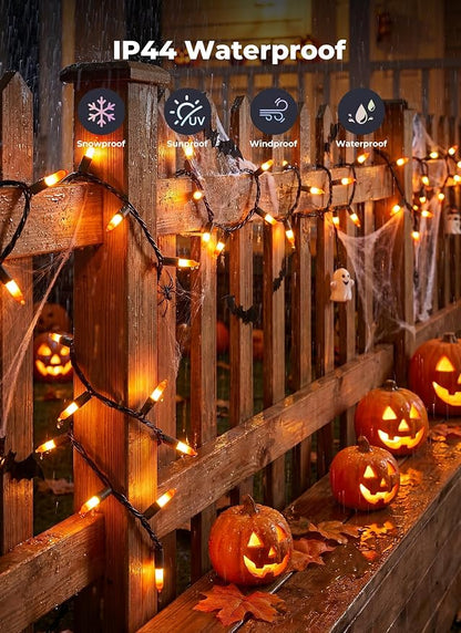 Minetom 100-count 25Ft.Yellow & Orange Candy Corn Incandescent Mini Halloween String Lights for Outdoor & Indoor Halloween Decoration, Waterproof & Connectable