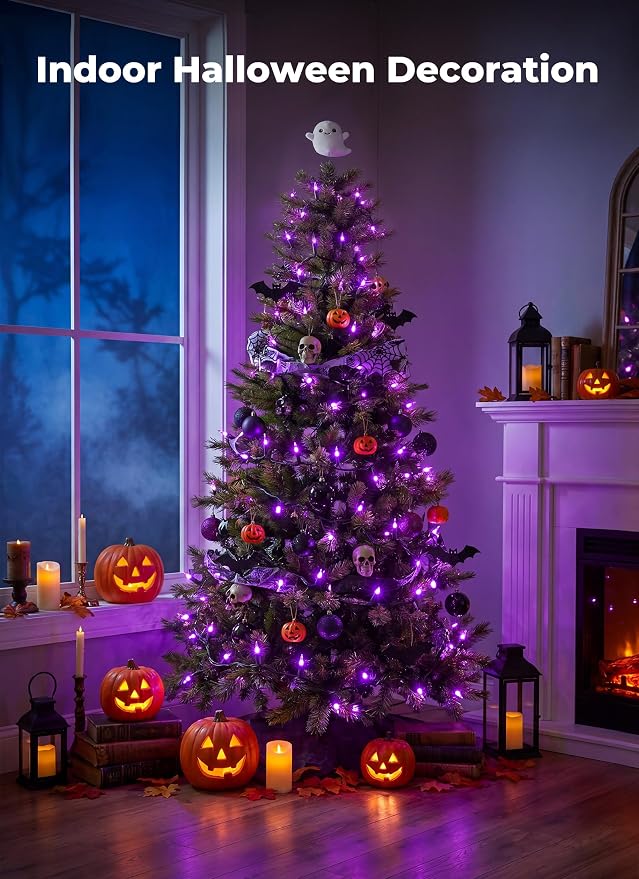 Minetom Halloween String Lights Outdoor 100 Count 20 Feet Incandescent Bulb Mini Lights for Christmas Indoor Garland Party Festival Decoration, Purple
