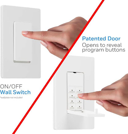 UltraPro Wall Push Timer, 8 Easy-to-Use Preset, Countdown Options, Manual ON/Off Buttons overrides, Indoor or Outdoor Lighting – 40989, 1 Pack, White