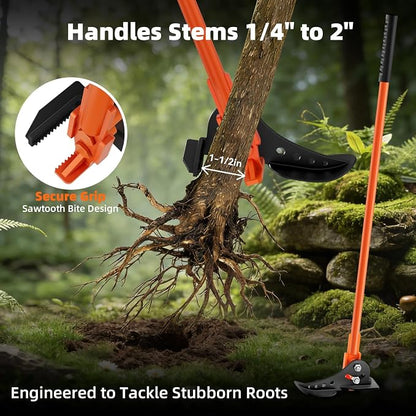 Heavy Duty Tree & Sapling Puller Tool, High-Strength Manganese Steel Root Removal Tool for 1/4" to 2" Woody Stems, Small Trees, Brush and Invasive Plants, for Lawn, Yard, Garden and Farm | Sapling Puller Tool