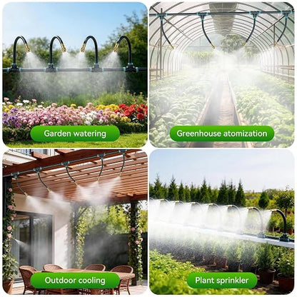 360°Adjustable Drip Irrigation System 200FT,5/16" Extra Long Garden Watering Kit with 32 Copper Nozzles,141Pcs Drip Irrigation Kit，Automatic Atomizing Plant Sprinkler for Large Yard, Greenhouse, Lawn