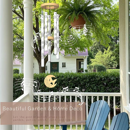 Modern Wind Chimes for Outside, 32" Daisy Print Wind Chime with Butterfly Pendant for Birthday, Mother's Day, Unique Gifts for Women, Garden Yard Patio Porch Home Hanging Decor(Whitestone)