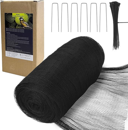 Bird Netting for Garden - 28 x 30 FT Heavy Duty Anti Bird Netting Mesh with Ties and Landscape Staples for Vegetable, Fruit Trees & Other Plants, Lasting Against Birds Deer Squirrels and Poultry