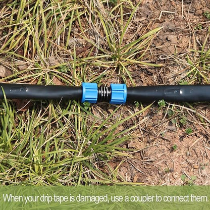 105PCS 5/8" Drip Irrigation Tape Connector Fitting Kit Include 50PCS Connectors,50PCS Tape Row Ends,5PCS Irrigation Coupling Irrigation Equipment for 5/8" Drip Line Garden Irrigation