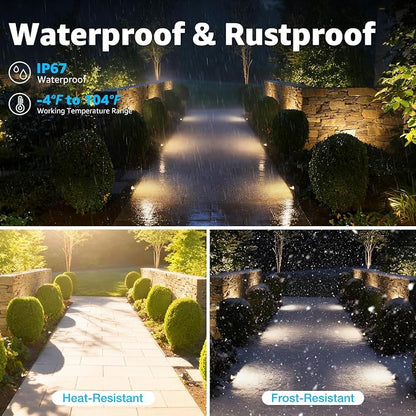 SUNVIE 5W Low Voltage Landscape Lighting Anti-Glare Outdoor In-Ground Lights 3000K Well Lights Low Voltage with Wire Connectors Waterproof LED Landscape Lighting for Pathway Garden, 12 Pack