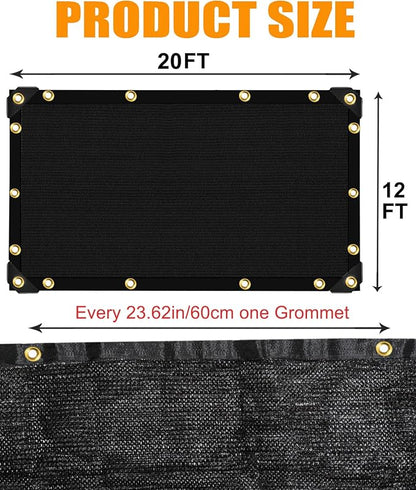 70% Black Sun Shade Cloth 12FT x 20FT, Outdoor Shade Netting with Grommets | UV Sunblock Fabric for Garden, Plants Cover, Greenhouse, Pergola, Patio, Porch & Chicken Coop,Tomatoes
