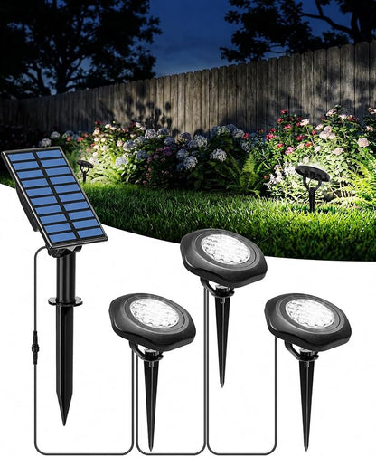 Solar Spot Lights Outdoor Waterproof IP68, 6000K Pond Lights | 3-in-1 LED Solar Landscape Lights, 2 Light Modes Path Lights for Underwater Pond Garden Yard Pathway