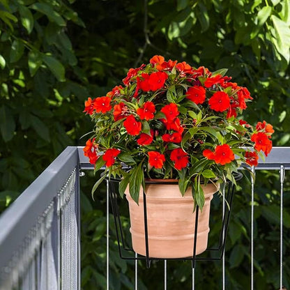 TQVAI Adjustable Hanging Railing Planter for 1.89 to 3.5 Inches Railings - Outdoor Balcony Deck Flower Pot Holder, Metal Baskets for Garden Orchid, Patio Ledge, 3 Pack, Black