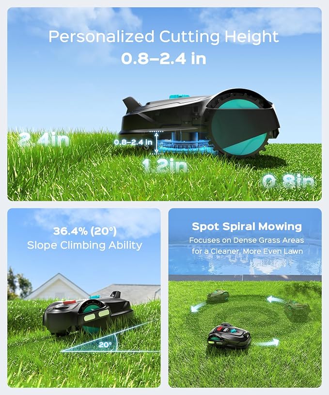 YARDCARE 2026 New M800Plus Robot Lawn Mower, GPS & 3D Vision, with 32.8 ft Magnetic Stripe, Obstacle Avoidance, Auto-Charging, APP Control, Bow-Shaped Mowing for Lawns up to 8611 sq.ft (Dark Black)
