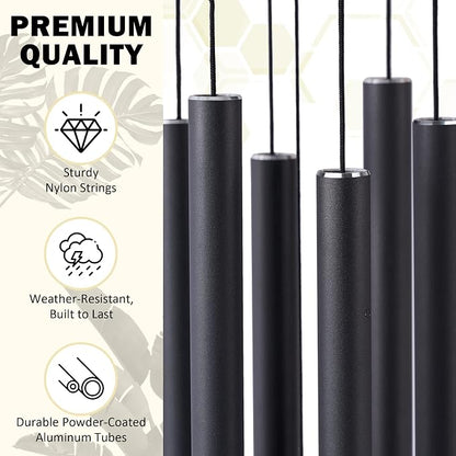 Vanquer Wind Chimes for Outside Deep Tone - 38'' Wind Chimes Outdoor Clearance, Deep Tone, Windchimes Outdoors, Memorial, Sympathy Gift, Garden Patio, Home Décor (Black)