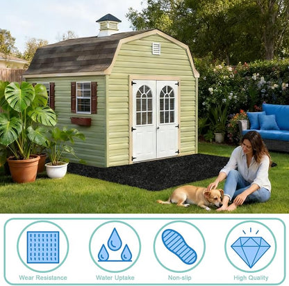 4x6 FT Outdoor Storage Shed Floor Mat,Waterproof Washable Garden Flooring Pad with Non Slip Backing for Dust, Oil, Protection, Storage Shed Not Included(Black)