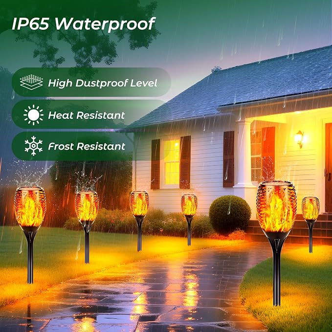 Walensee Solar Lights Outdoor with Flickering Flame,96 LED Solar Torch Lights Waterproof,43" Tall Super Larger Size Torches for Outside Garden Patio Yard Pathway, 6 Pack