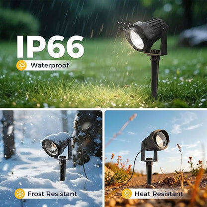 L LOHAS LED 5W Dusk to Dawn Outdoor Lighting, Auto On/Off 6000K Landscape Outdoor Spotlight, IP66 Waterproof Plug in Spot Lights for Yard, Garden, House, Pathway, Plant, UL Listed (2 Pack)