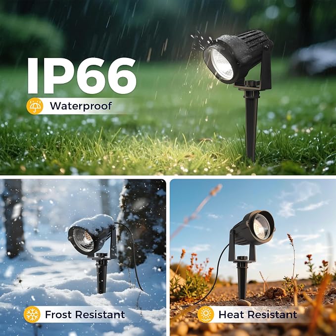 L LOHAS LED 5W Dusk to Dawn Outdoor Lighting, Auto On/Off 6000K Landscape Outdoor Spotlight, IP66 Waterproof Plug in Spot Lights for Yard, Garden, House, Pathway, Plant, UL Listed (4 Pack)