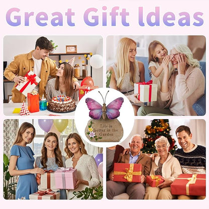 Solar LED Butterfly Garden Statue with Sparkling Light-Up Wings - Outdoor Yard Patio Decor Figurine, for Women Mom Grandma(Purple)