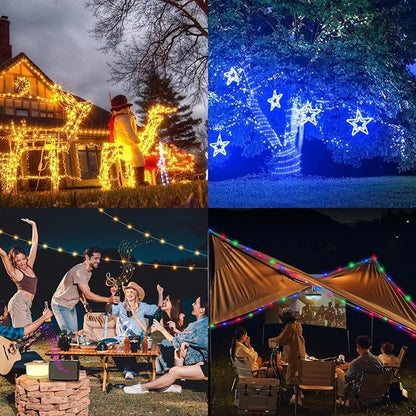 Vigdur 66FT Solar Rope Lights Outdoor - 200 LEDs 18 Color Changing Fairy Lights Outdoor Waterproof with Remote & Timer & 8 Lighting Modes, Solar String Lights for Xmas Garden Fence Tree Party