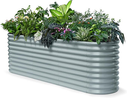 30" Extra Tall Galvanized Raised Garden Bed, 8x2x2.5 ft Metal Planters for Outdoor Plants, Heavy Duty Flower Bed Deep Root for Vegetable, Garden Bed Outdoor Large Planter Box - Brooklyn Grey