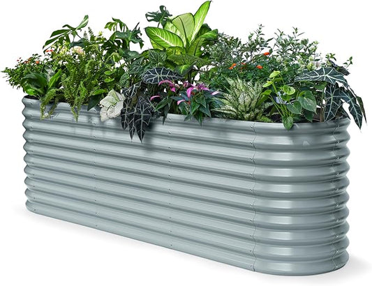 30" Extra Tall Galvanized Raised Garden Bed, 8x2x2.5 ft Metal Planters for Outdoor Plants, Heavy Duty Flower Bed Deep Root for Vegetable, Garden Bed Outdoor Large Planter Box - Brooklyn Grey