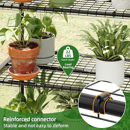 Superlele Mini Greenhouse, Plant Stand for Indoor Outdoor, 27x19x62-Inch Plant Greenhouse, 4 Tier Plant Shelf with Durable PE Mesh Cover, Portable Greenhouse for Seeding, Gardening Gifts
