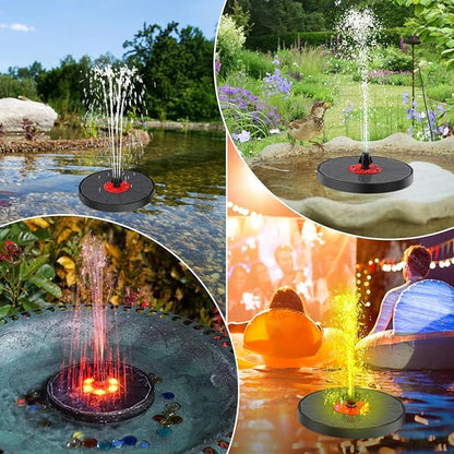 Solar Bird Bath Fountain,Upgrade 3.5W Glass Panel Solar Fountain with 2200mAh Backup Battery, Colorful LED Lights,8 Spray Mode, 4 Fixed Rods for Garden, Pond, Pool,Patio Outdoor Water Feature
