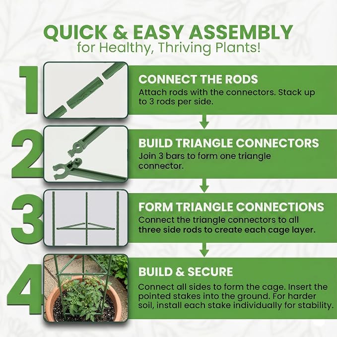 K-Brands Tomato Cage – Premium Tomato Plant Stakes Support Cages Trellis for Garden and Pots (Upto 68 Inches Tall)
