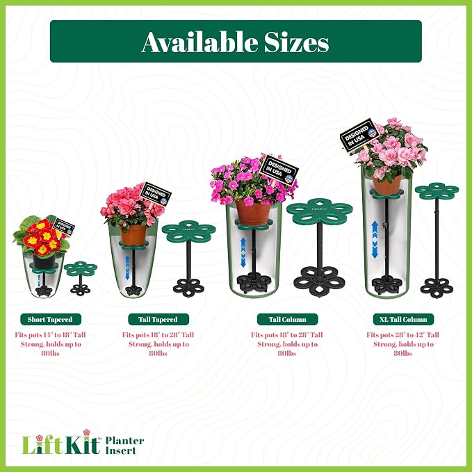 Lift Kit Planter Insert XL Tall Column Plant Riser Fill Bottom of Tall Flower Pots and XL Plant Containers | Indoor and Outdoor (20-34" Rise, 10" Base, 10" Top)
