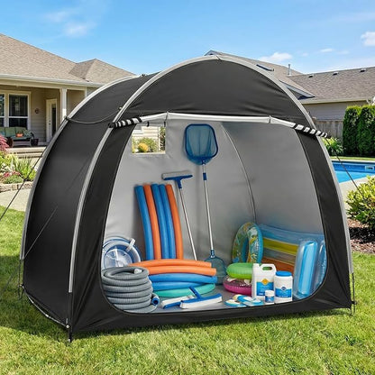 VINGLI Bike Storage Shed Tent for 4-5 Bikes, Outdoor Portable Bicycle Storage Shed with Carry Bag, Waterproof Bike Tent for Motorcycle, Garden Tools, Lawn Mower, Black