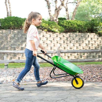 TOMY John Deere Kids Wheelbarrow - 34 Inch - Kids Gardening Tools - John Deere Toys - Ages 2 Years and Up