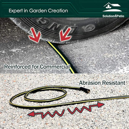 Solution4Patio Lead-in Black Garden Hose 5/8 in. x 25 ft. -Kink Free, No Leaking, Male/Female Fittings -Heavy Duty Durable Flexible Lightweight Water Pipe -Brass Aluminum Ends for Household & Yard