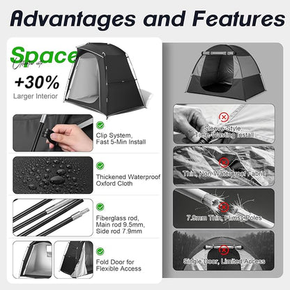 Bike Storage Tent Outdoor, Waterproof Bicycle Shed for 4-5 Bikes, PU4000 210D Oxford, Fiberglass Frame, Rain-Blocking Awning Design, Outdoor Storage for Bikes, Lawn Mower, Garden Tools Black