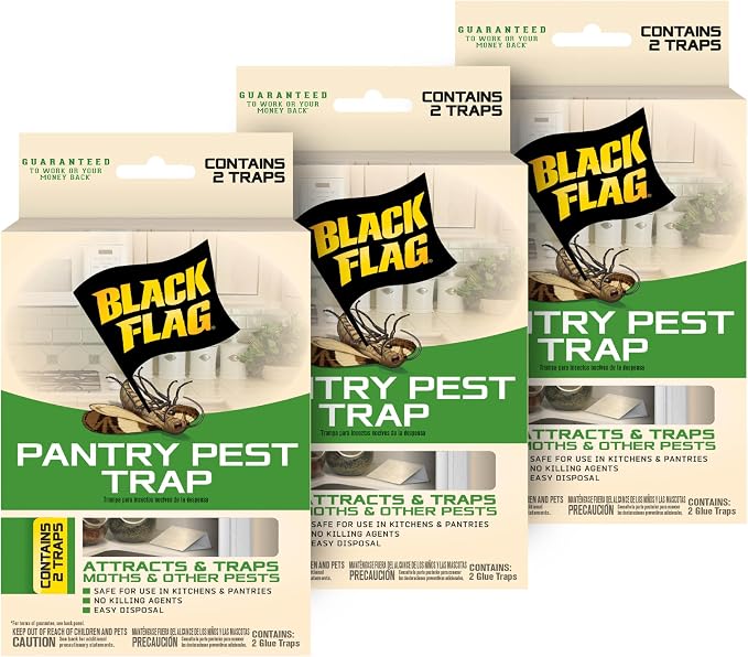 Black Flag Pantry Pest Trap 2 Count, Insect Traps, Safe for Use in Kitchens and Pantries, 3 Pack