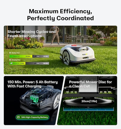 Raccoon 2 SE Robot Mower with Ground Stake, Auto Mapping Robotic Lawnmower for 0.15 Acre with APP Control, Vision Navigation with AI Obstacle Avoidance, Ideal Robot Mower for Small Lawns