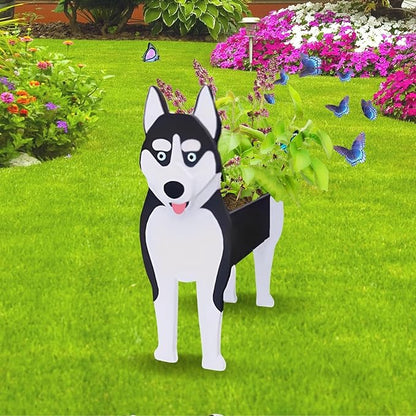 Siberian Husky Dog Planter Plant Pots,Cute Dog Flower Planter,Gifts for Pet Lovers,Unique Animal Plant Pots,Office,Indoor Outdoor Garden Decor(9.45 * 5.67 * 13.39in)