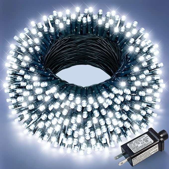 100FT 300 LED Christmas Lights Outdoor, Plug in Christmas Tree Lights Waterproof, 8 Modes Connectable String Lights for Outside Indoor Patio Yard Holiday Party Decorations, Cool White