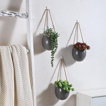 Set of 3 Ceramic Wall Planters Decor Small Hanging Vases Lovely Flower Pots | Wall Decor for Home, Entryway, Hallway, Deck, Bathroom, Living Room, Dining Room, Garden, Farmhouse, Restaurants, Office, etc