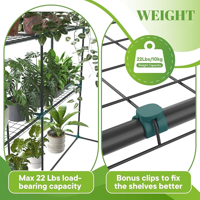 OLIXIS Outdoor Greenhouse, Walk-in Greenhouse with 2 Tier 8 Plant Shelves, Durable PVC Cover, 56"x56"x77" Portable Greenhouses for Outdoor Garden, Patio, Porch, Backyard Green Houses, Clear