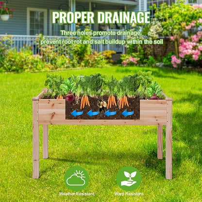 Backyard Expressions Wooden Raised Garden Bed | 48" x 24" x 30" Elevated Planter Box with Included Bed Liner | Outdoor Vegetable, Flower, and Herb Gardening