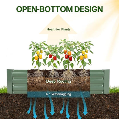 Aoodor 4 x 2 x 1 ft Outdoor Raised Garden Bed, Reinforced Galvanized Steel Planter Box for Vegetables, Flowers,Fruits and Herbs