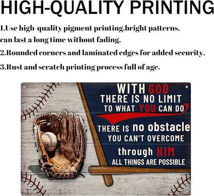 Metal Sign Motivational Wall Baseball Decor-Baseball Posters for Boys Bedroom,Baseball Gifts for Boy 8-12,Inspirational Boys Men Room Posters (8x12inch)