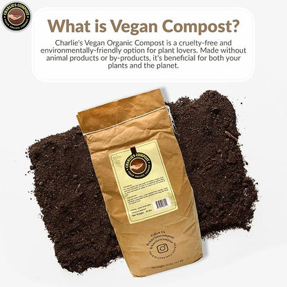 Charlie's Vegan Compost - Concentrated Organic Gardening Vegan Cruelty Free Plant Soil Amendment Dirt Booster - Indoor or Outdoor Garden Farming, Increase Yield in Vegetables, Plants - 10 Lb